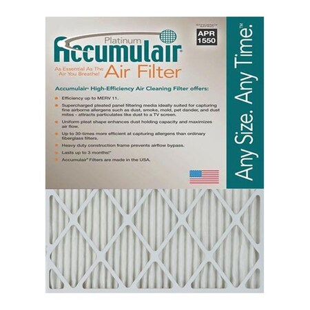 Accumulair 17.5x27x4 Platum Pleated Air Filter, 2 PK FA17.5X27X4A